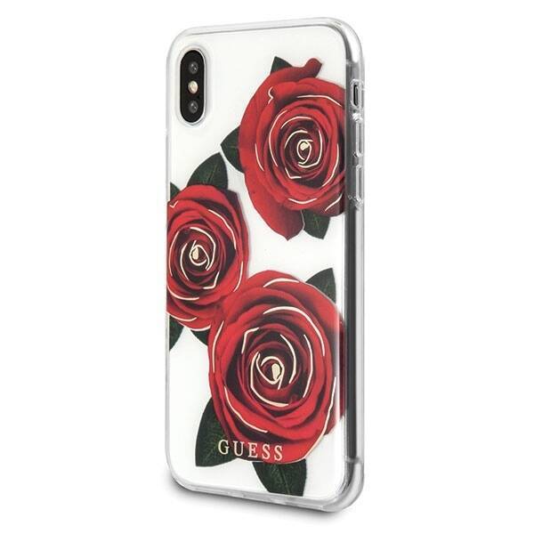 GUESS GUHCPXROSTR IPHONE X TRANSPARENT HARD CASE FLOWER DESIRE RED ROSE