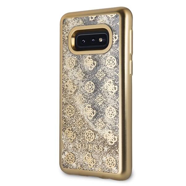 GUESS GUHCS10LPEOLGGO S10E G970 ZLOTY /GOLD HARD CASE 4G PEONY LIQUID GLITTER