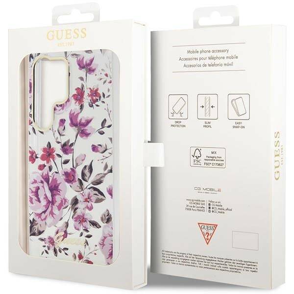 GUESS GUHCS23LHCFWST S23 ULTRA S918 WHITE/WHITE HARDCASE FLOWER COLLECTION