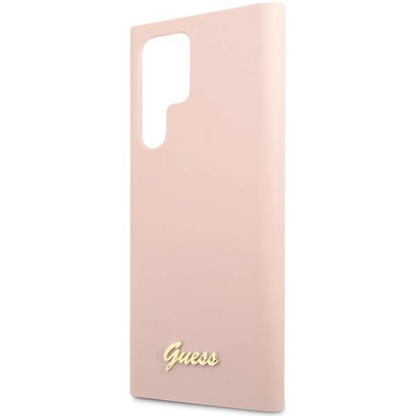 GUESS GUHCS23LLSLMGPP S23 ULTRA S918 PINK/PINK HARDCASE SILICONE SCRIPT METAL LOGO