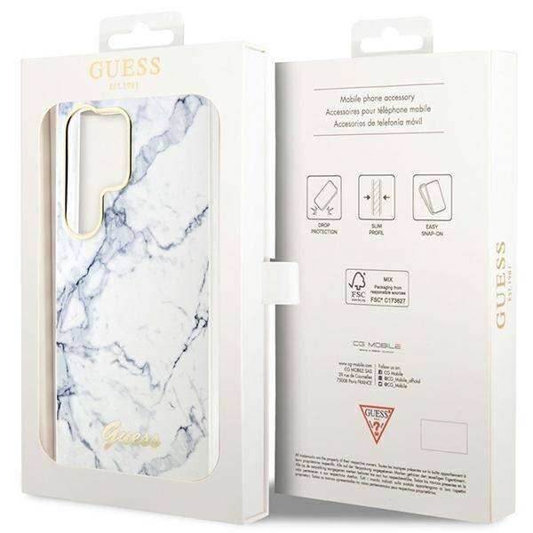 GUESS GUHCS23LPCUMAH S23 ULTRA S918 WHITE/WHITE HARDCASE MARBLE