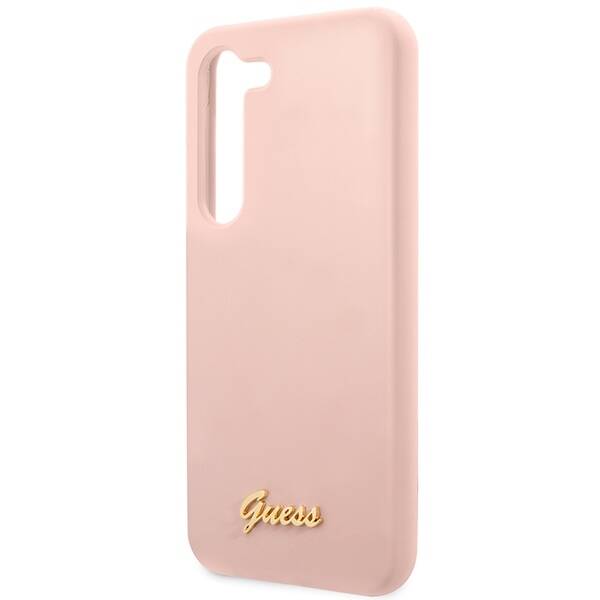 GUESS GUHCS23MLSLMGP S23+ S916 PINK/PINK HARDCASE SILICONE SCRIPT METAL LOGO