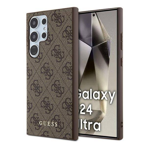 GUESS GUHCS24LG4GFBR S24 ULTRA S928 BROWN HARDCASE 4G METAL GOLD LOGO