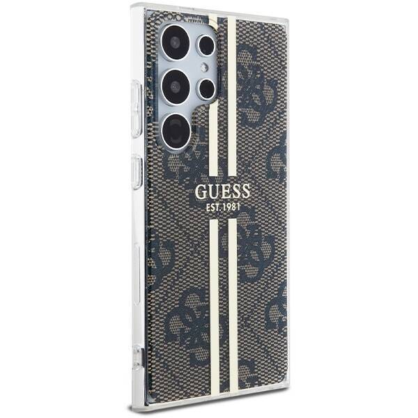 GUESS GUHCS24LH4SGW S24 ULTRA S928 BROWN/BROWN HARDCASE IML 4G GOLD STRIPE