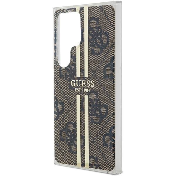 GUESS GUHCS24LH4SGW S24 ULTRA S928 BROWN/BROWN HARDCASE IML 4G GOLD STRIPE