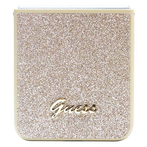 GUESS GUHCZF5HGGSHD F731 WITH FLIP5 ZŁOTY/GOLD HARDCASE GLITTER SCRIPT