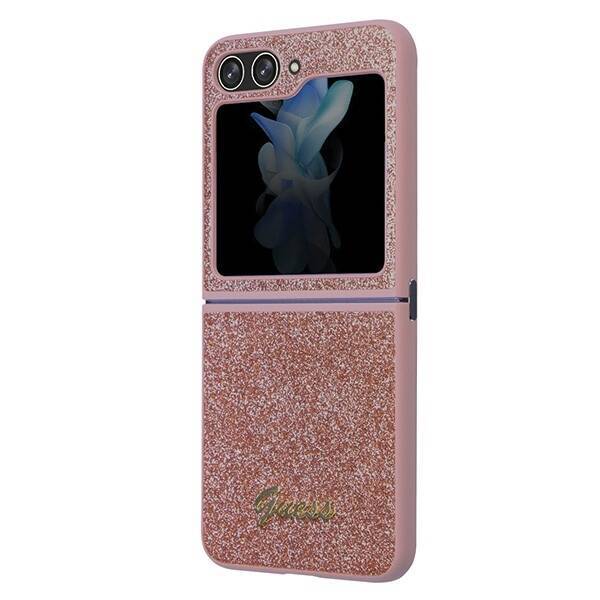 GUESS GUHCZF5HGGSHP F731 WITH FLIP5 PINK/PINK HARDCASE GLITTER SCRIPT