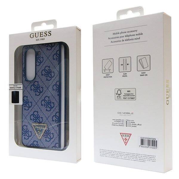 GUESS GUHCZFD5P4TDPB F946 WITH FOLD5 BLUE/BLUE HARDCASE LEATHER 4G TRIANGLE STRASS