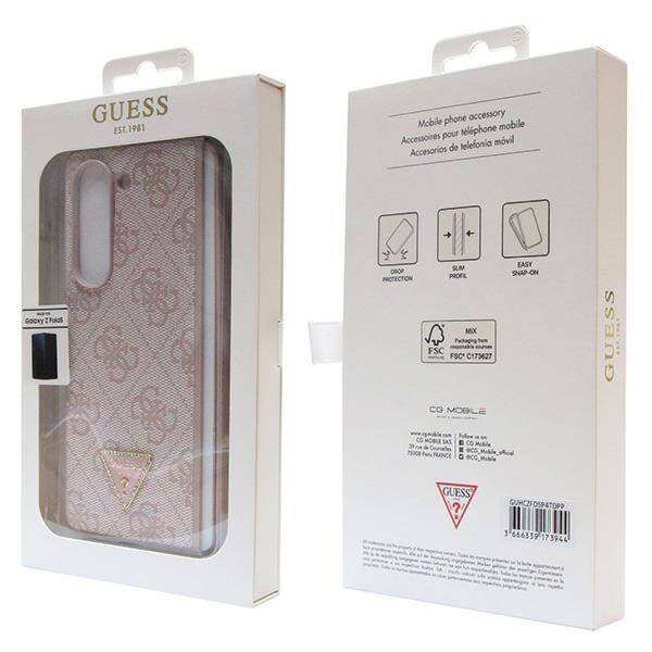 GUESS GUHCZFD5P4TDPPP F946 WITH FOLD5 PINK/PINK HARDCASE LEATHER 4G TRIANGLE STRASS