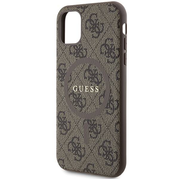 GUESS GUHMN61G4GFRW IPHONE 11 6.1 " / XR BROWN / BROWN HARDCASE 4G COLLECTION LEATHER METAL LOGO MAGSAFE