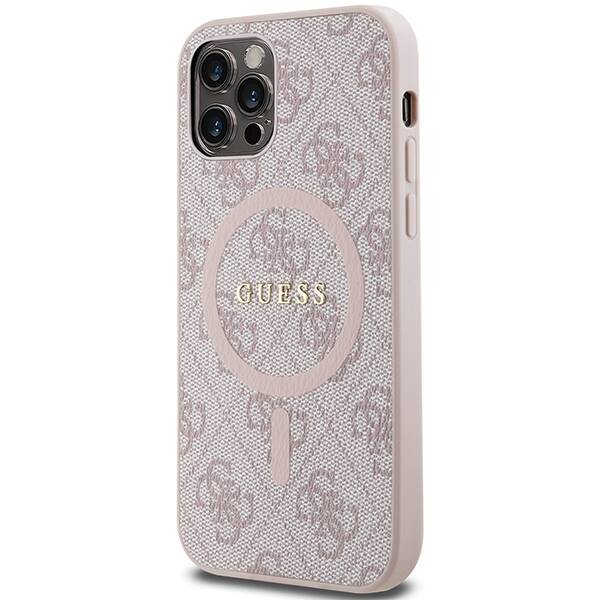 GUESS GUHMP12MG4GFRP IPHONE 12/12 PRO 6.1 "PINK/PINK HARDCASE 4G COLLECTION LEATHER METAL LOGO MAGSAFE