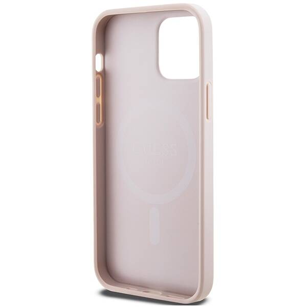 GUESS GUHMP12MG4GFRP IPHONE 12/12 PRO 6.1 "PINK/PINK HARDCASE 4G COLLECTION LEATHER METAL LOGO MAGSAFE