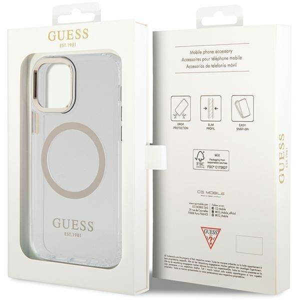 GUESS GUHMP12MHTMD IPHONE 12/12 PRO 6.1 "GOLD/GOLD HARDCASE METAL OUTLINE MAGSAFE