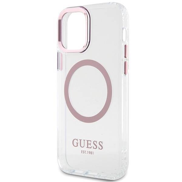 GUESS GUHMP12MHTRMP IPHONE 12/12 PRO 6.1 "PINK/PINK HARD CASE METAL OUTLINE MAGSAFE