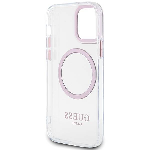 GUESS GUHMP12MHTRMP IPHONE 12/12 PRO 6.1 "PINK/PINK HARD CASE METAL OUTLINE MAGSAFE