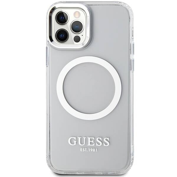 GUESS GUHMP12MHTRMS IPHONE 12/12 PRO 6.1 "SILVER/SILVER HARD CASE METAL OUTLINE MAGSAFE