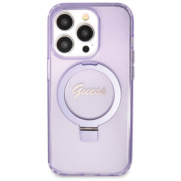 GUESS GUHMP13LHRSGU IPHONE 13 PRO / 13 6.1 "PURPLE / PURPLE HARDCASE RING STAND SCRIPT GLITTER MAGSAFE