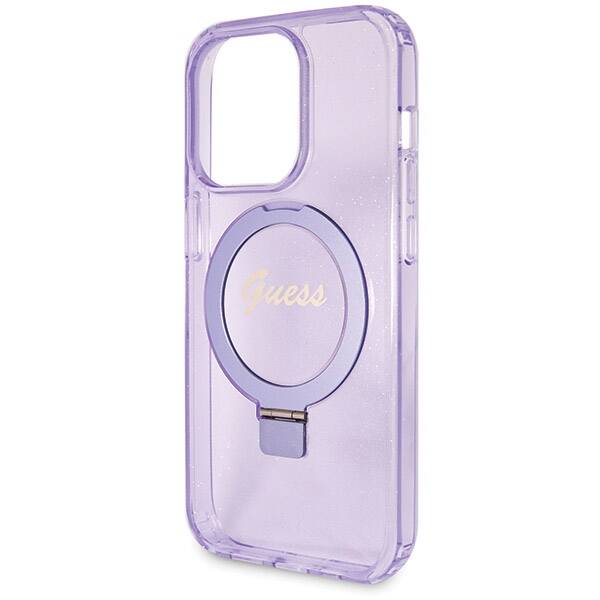 GUESS GUHMP13LHRSGU IPHONE 13 PRO / 13 6.1 "PURPLE / PURPLE HARDCASE RING STAND SCRIPT GLITTER MAGSAFE