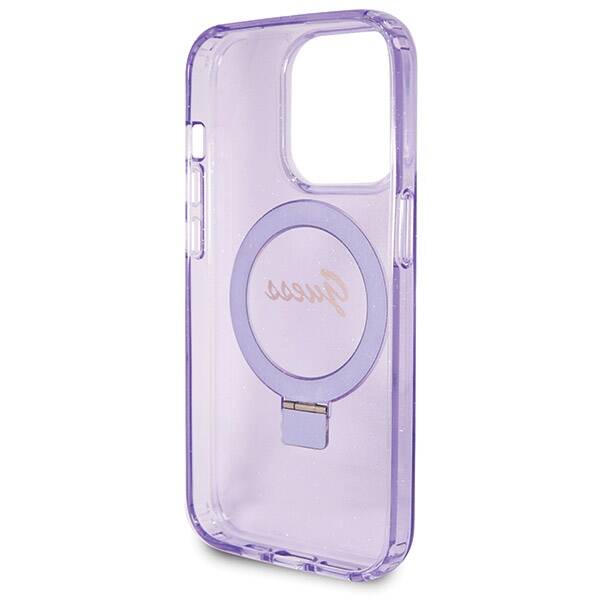 GUESS GUHMP13LHRSGU IPHONE 13 PRO / 13 6.1 "PURPLE / PURPLE HARDCASE RING STAND SCRIPT GLITTER MAGSAFE