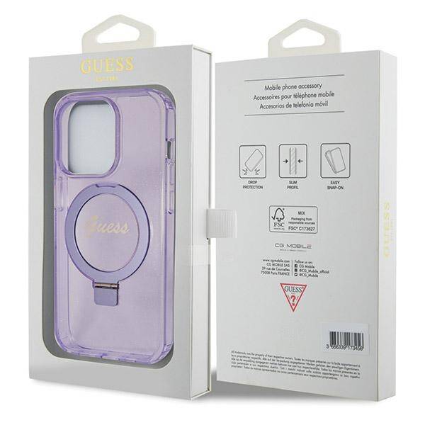 GUESS GUHMP13LHRSGU IPHONE 13 PRO / 13 6.1 "PURPLE / PURPLE HARDCASE RING STAND SCRIPT GLITTER MAGSAFE