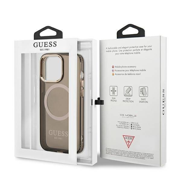 GUESS GUHMP13LHTCMK IPHONE 13 PRO / 13 6.1 "BLACK / BLACK HARD CASE GOLD OUTLINE TRANSLUCENT MAGSAFE