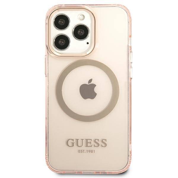 GUESS GUHMP13LHTCMP IPHONE 13 PRO / 13 6.1 "PINK / PINK HARD CASE GOLD OUTLINE TRANSLUCENT MAGSAFE