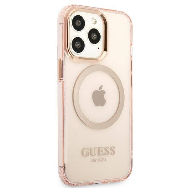 GUESS GUHMP13LHTCMP IPHONE 13 PRO / 13 6.1 "PINK / PINK HARD CASE GOLD OUTLINE TRANSLUCENT MAGSAFE