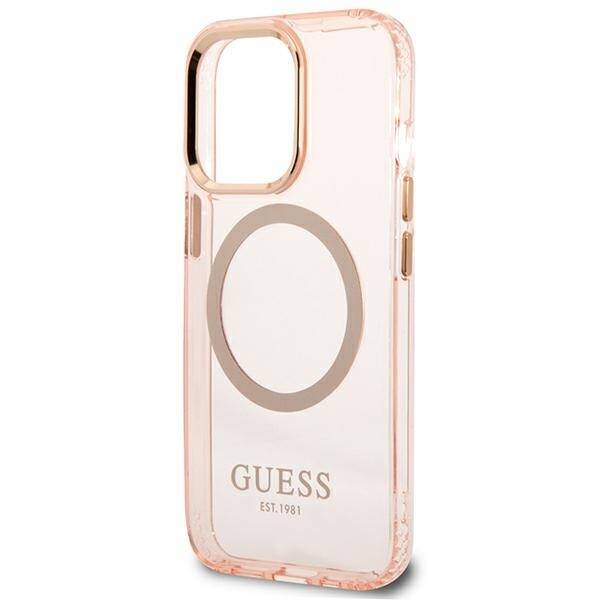 GUESS GUHMP13LHTCMP IPHONE 13 PRO / 13 6.1 "PINK / PINK HARD CASE GOLD OUTLINE TRANSLUCENT MAGSAFE