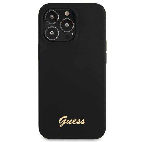 GUESS GUHMP13LLSLMGBK IPHONE 13 PRO / 13 6.1 "BLACK / BLACK HARDCASE SILICONE SCRIPT GOLD LOGO MAGSAFE