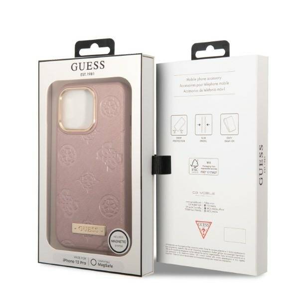 GUESS GUHMP13LSAPSTP IPHONE 13 PRO / 13 6.1 "PINK / PINK HARDCASE PEONY LOGO PLATE MAGSAFE