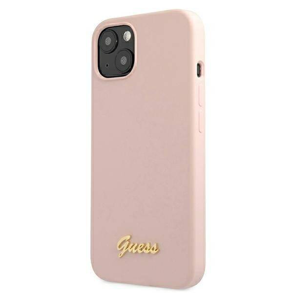 GUESS GUHMP13MLSLMGGLP IPHONE 13/14/15 6.1 "LIGHT PINK / LIGHT PINK HARDCASE SILICONE SCRIPT GOLD LOGO MAGSAFE