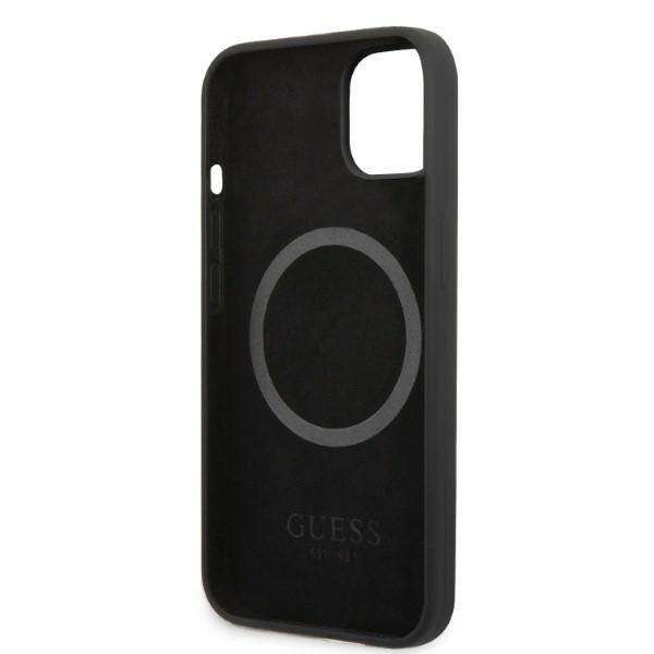 GUESS GUHMP13MSPLK IPHONE 13/14/15 6.1 "BLACK / BLACK HARD CASE SILICONE PLATE MAGSAFE LOGO