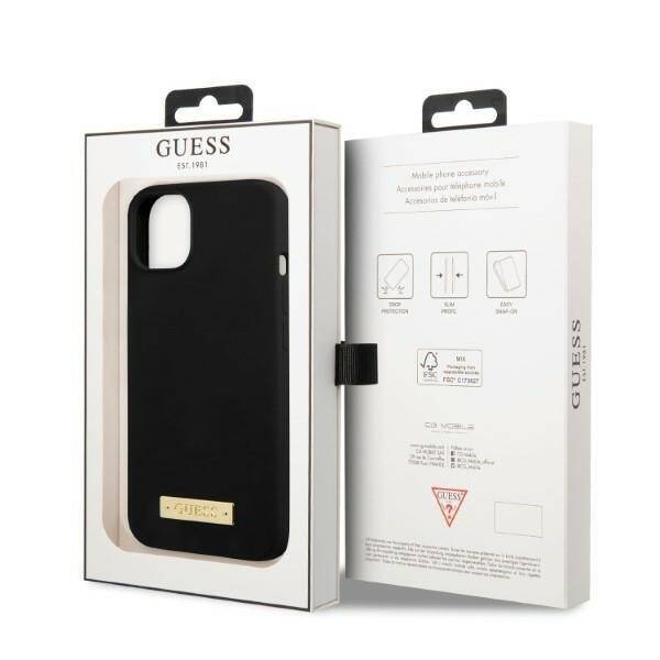 GUESS GUHMP13MSPLK IPHONE 13/14/15 6.1 "BLACK / BLACK HARD CASE SILICONE PLATE MAGSAFE LOGO