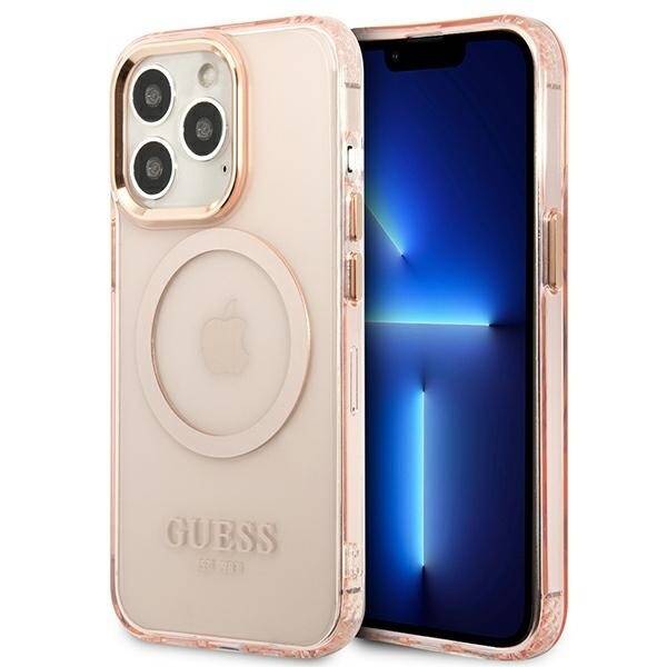 GUESS GUHMP13XHTCMP IPHONE 13 PRO MAX 6.7 "PINK/PINK HARD CASE GOLD OUTLINE TRANSLUENT MAGSAFE