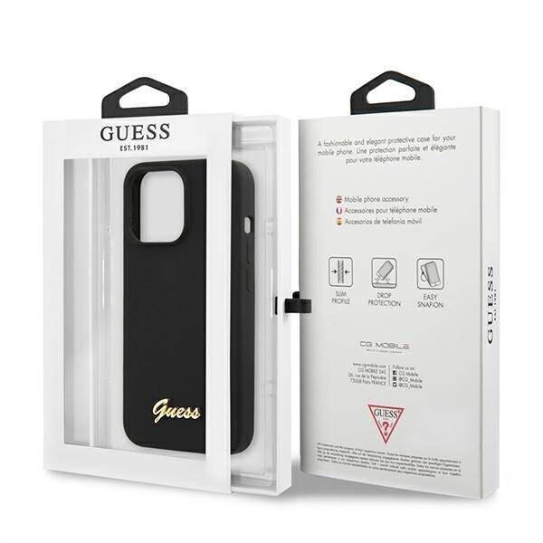 GUESS GUHMP13XLSLMGBK IPHONE 13 PRO MAX 6.7 "BLACK/BLACK HARDCASE SILICONE SCRIPT GOLD LOGO MAGSAFE