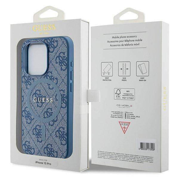 GUESS GUHMP14LG4GFRB IPHONE 14 PRO 6.1 "BLUE/BLUE HARDCASE 4G COLLECTION LEATHER METAL MAGSAFE LOGO