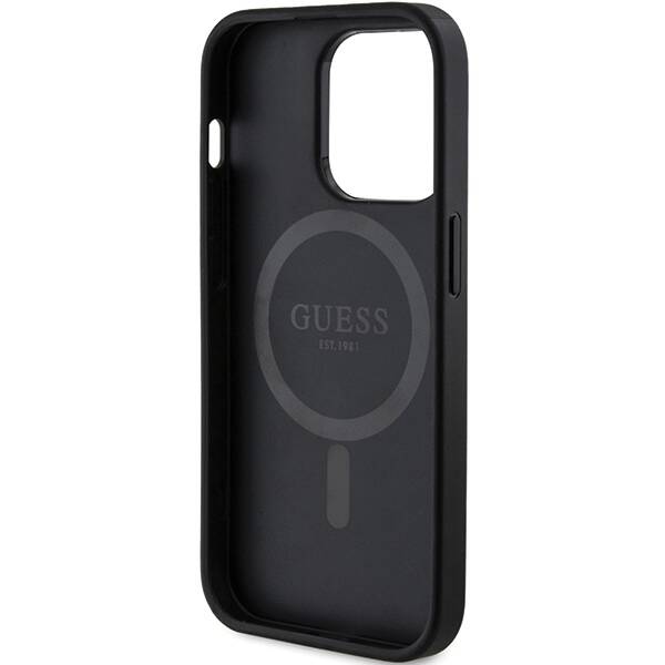 GUESS GUHMP14LG4GFRK IPHONE 14 PRO 6.1 "BLACK/BLACK HARDCASE 4G COLLECTION LEATHER METAL LOGO MAGSAFE