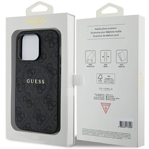 GUESS GUHMP14LG4GFRK IPHONE 14 PRO 6.1 "BLACK/BLACK HARDCASE 4G COLLECTION LEATHER METAL LOGO MAGSAFE