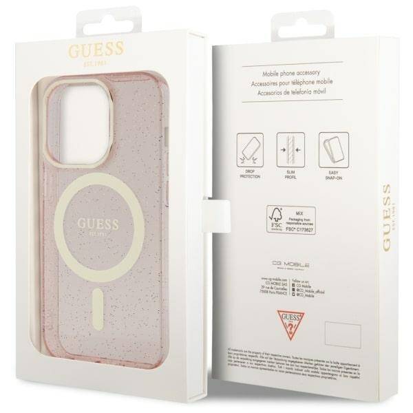 GUESS GUHMP14LHCCGP IPHONE 14 PRO 6.1 "PINK/PINK HARDCASE GLITTER GOLD MAGSAFE