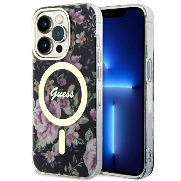 GUESS GUHMP14LHCFWSK IPHONE 14 PRO 6.1 "BLACK/BLACK HARDCASE FLOWER MAGSAFE