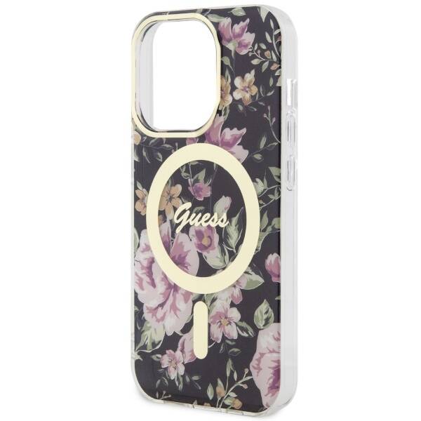 GUESS GUHMP14LHCFWSK IPHONE 14 PRO 6.1 "BLACK/BLACK HARDCASE FLOWER MAGSAFE