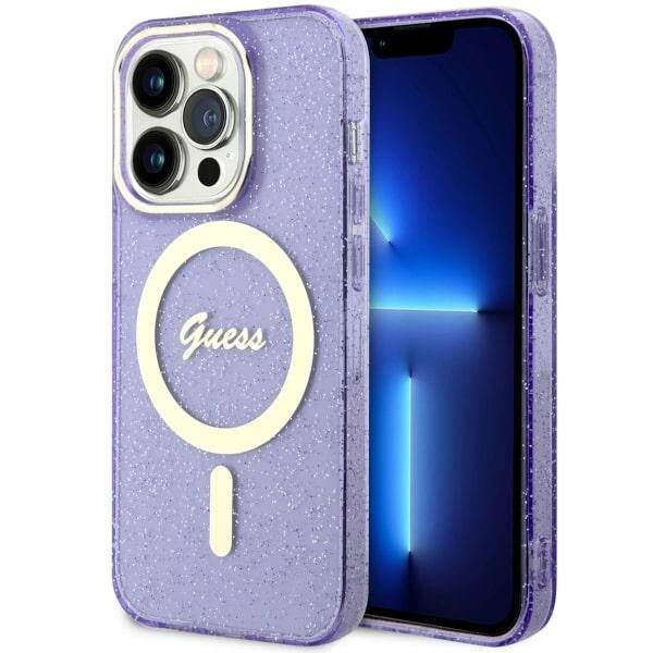 GUESS GUHMP14LHCGUG IPHONE 14 PRO 6.1 "PURPLE/PURPLE HARDCASE GLITTER GOLD MAGSAFE