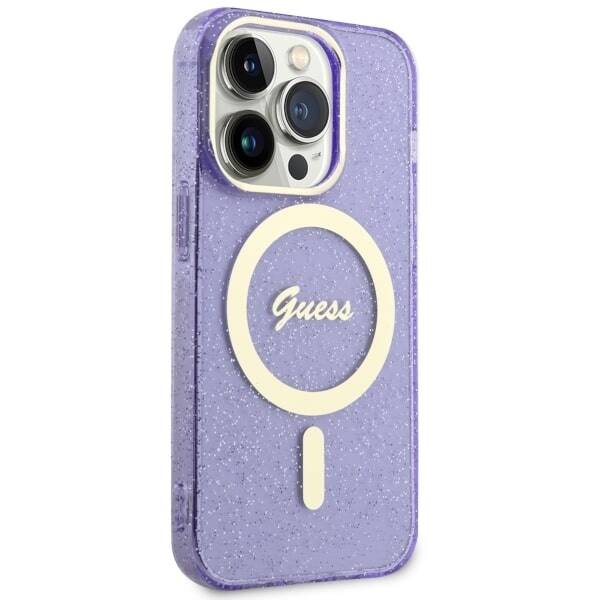 GUESS GUHMP14LHCGUG IPHONE 14 PRO 6.1 "PURPLE/PURPLE HARDCASE GLITTER GOLD MAGSAFE