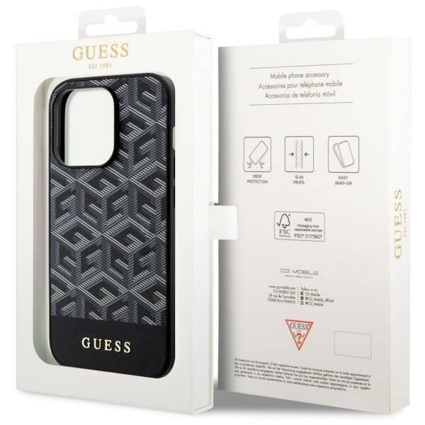 GUESS GUHMP14LHGCFSEK IPHONE 14 PRO 6.1 "BLACK/BLACK HARDCASE GCUBE STRIPES MAGSAFE