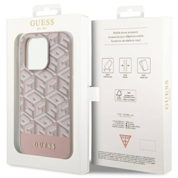 GUESS GUHMP14LHGCFSEP IPHONE 14 PRO 6.1 "PINK/PINK HARD CASE GCUBE STRIPES MAGSAFE