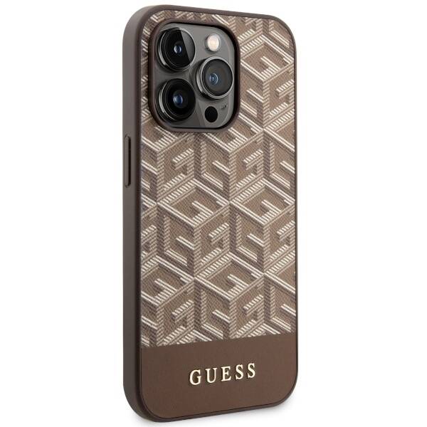 GUESS GUHMP14LHGCFSEW IPHONE 14 PRO 6.1 "BROWN/BROWN HARD CASE GCUBE STRIPES MAGSAFE