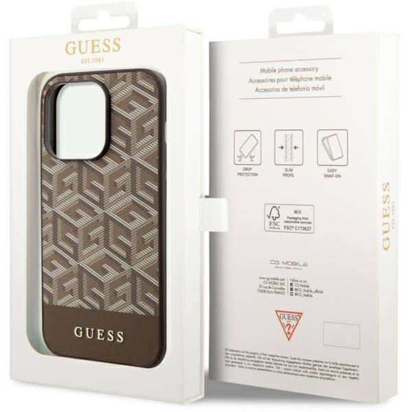 GUESS GUHMP14LHGCFSEW IPHONE 14 PRO 6.1 "BROWN/BROWN HARD CASE GCUBE STRIPES MAGSAFE