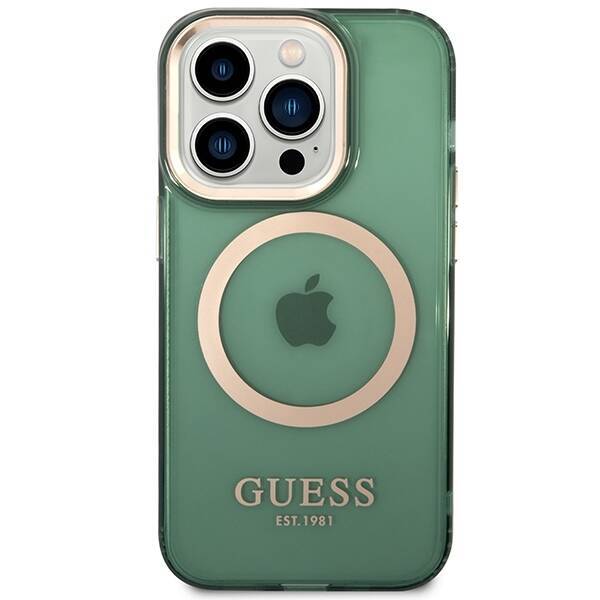 GUESS GUHMP14LHTCMA IPHONE 14 PRO 6.1 "GREEN/KHAKI HARD CASE GOLD OUTLINE TRANSLUENT MAGSAFE