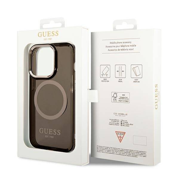 GUESS GUHMP14LHTCMK IPHONE 14 PRO 6.1 "BLACK/BLACK HARD CASE GOLD OUTLINE TRANSLUENT MAGSAFE