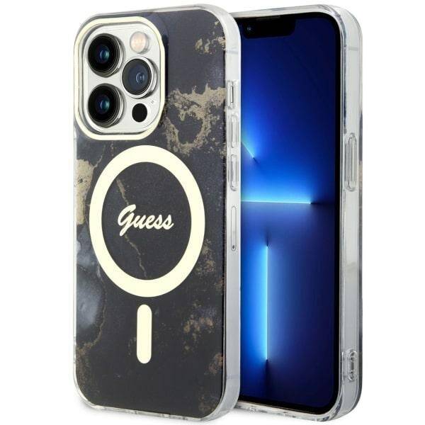 GUESS GUHMP14LHTMRSK IPHONE 14 PRO 6.1 "BLACK/BLACK HARDCASE GOLDEN MARBLE MAGSAFE